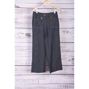 Sele Wide Leg Lightweight Denim Jean Gold Top Stitch Size 7 / 8